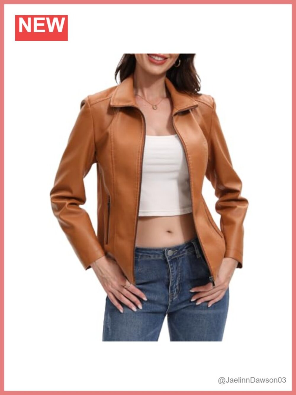 Faux Leather Jacket Women Motorcycle Zip Up Coat Trendy Going Out